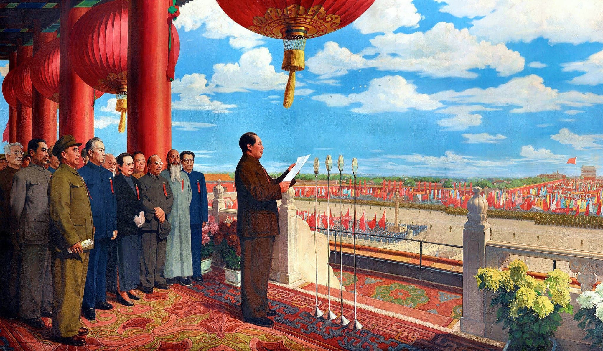 Gran ceremonia celebrada en la plaza de Tian'anmen el 1 de octubre de 1949, para conmemorar la fundación de la República Popular China